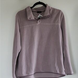 Light Mauve Snap-Neck Fleece Pullover